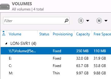 New volume shows up thinly provisioned