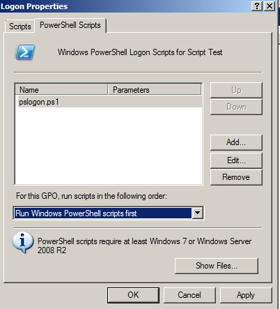 A legacy logon script running PowerShell