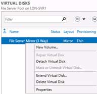 Right-click the new mirrored virtual disk, select New Volume